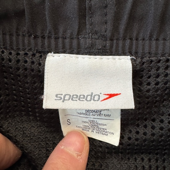 Speedo Men's Small Elastic Waist Swim Trunk Bottoms Pull On Mesh‎ Lined Black - Picture 5 of 14